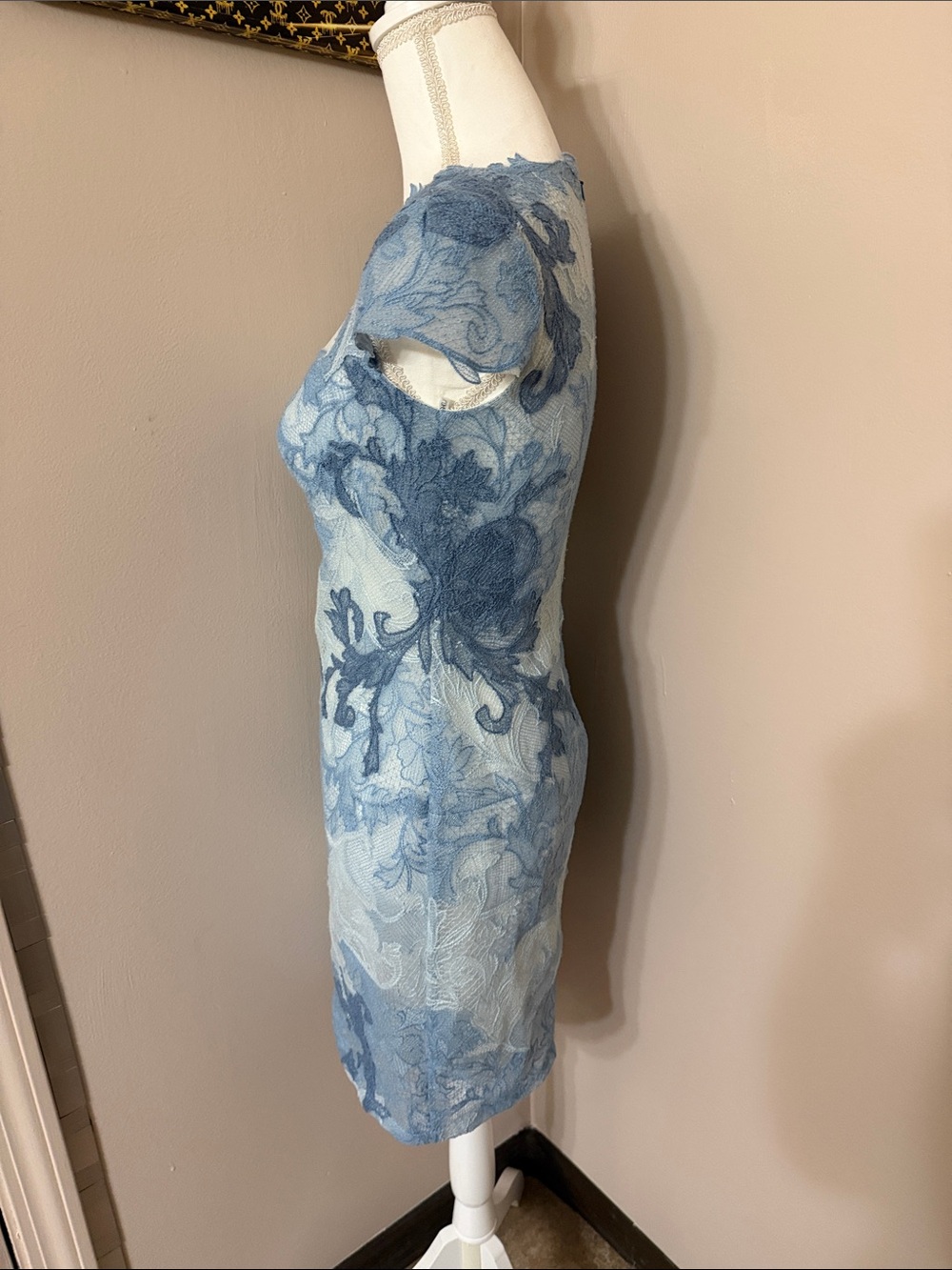 Tadashi Shoji Anthropologie Powder Blue Lace Midi Dress - Picture 5 of 9